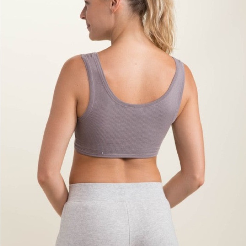 Gray Ribbed Bra Top Medium - Picture 2 of 3
